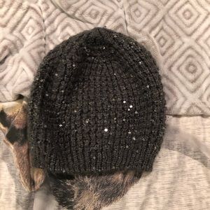 Grey knitted sparkle beanie
